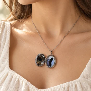 Kişiye Özel Fotoğraflı Oval Kolye